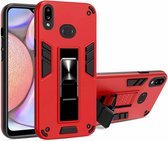 Voor Samsung Galaxy A30 2 in 1 pc + TPU schokbestendige beschermhoes met onzichtbare houder (rood)