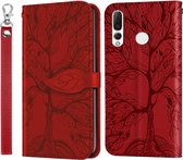 Voor Huawei P smart Z Life of Tree Embossing Pattern Horizontale Flip lederen tas met houder & kaartsleuf & portemonnee & fotolijst & lanyard (rood)