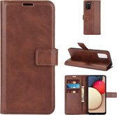 Voor Samsung Galaxy A02S Retro Kalfspatroon Gesp Horizontale Flip Leren Case met Houder & Kaartsleuven & Portemonnee (Donkerbruin)