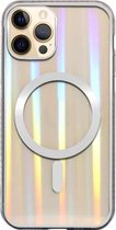 Kleurrijke Laser Magsafe-hoes TPU magnetische beschermhoes voor iPhone 12 Pro Max (Aurora Silver)