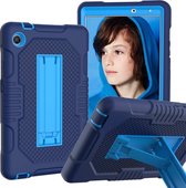 Voor Huawei MatePad T8 8.0 (2020) Contrastkleur Robot Schokbestendig siliconen + pc-beschermhoes met houder (marineblauw)