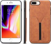 PU + TPU beschermhoes met kaartsleuven voor iPhone 7 Plus / 8 Plus (bruin)