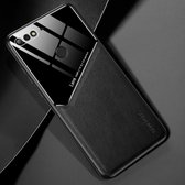 Voor Huawei Enjoy 8 / Honor 7C All-inclusive leer + beschermhoes van organisch glas met metalen ijzeren plaat (zwart)