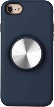 TPU + PC 2-in-1 schokbestendige hoes met magnetische ronde autohouder voor iPhone SE 2020/8/7 (donkerblauw)