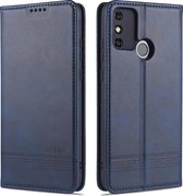 Voor Huawei Honor 9A AZNS Magnetische Kalfsstructuur Horizontale Flip Leren Case met Kaartsleuven & Houder & Portemonnee (Donkerblauw)