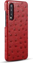 Voor Huawei P30 struisvogel textuur hoofdlaag rundleder achterkant hoes (rood)