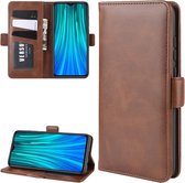 Voor Xiaomi Redmi Note 8 Pro Dubbele Gesp Crazy Horse Zakelijke Mobiele Telefoon Holster met Kaart Portemonnee Beugel Functie (Bruin)