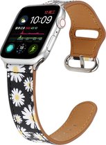 Geschikt voor Apple Watch bandje 38 / 40 / 41 mm - Series 1 2 3 4 5 6 7 SE - Smartwatch iWatch horloge band - 38mm 40mm 41mm - Fungus - PU Leer - Zwart - Print