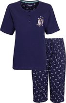 Medaillon Dames Pyjama Drie Kwart Broek Blauw MEPYD1006A Maten: S