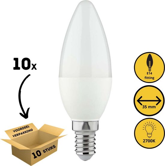 Longlife LED lampen voordeelverpakking met kleine E14 fitting - Kaars - 10  x LED kaarslamp | bol.com