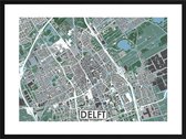 Delft - stadskaart | Inclusief strakke moderne lijst| stadsplattegrond | poster van de stad| 40x30cm