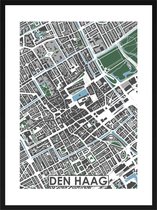 Den Haag centrum - stadskaart | Inclusief strakke moderne lijst| stadsplattegrond | poster van de stad| 40x30cm