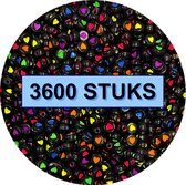 Fako Bijoux® - Hartjes Kralen Bulk - Acryl - 7mm - Sieraden Maken - 3600 Stuks - Zwart/Fluor