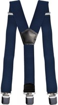 Fako Fashion® - Bretels - Extra Breed - 28mm Brede Clips - XL - 120cm - Navy Blauw