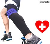 Patella Knie Brace - Compressie Bandage - Ondersteuning en Herstel - Elastisch - Ademend - voor Dames en Heren - Extra Lang - Zwart/Paars - M