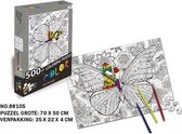 Legpuzzel 500 stukjes Vlinder | Zelf in te kleuren | 70x50 cm