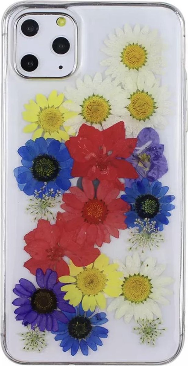 Casies Apple iPhone 7/ 8/ SE 2020 Gedroogde Bloemen Hoesje - Dried Flower Case - Soft Case TPU droogbloemen - Transparant