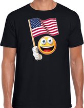 Amerika supporter / fan emoticon t-shirt zwart voor heren L