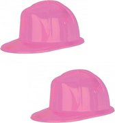 6x stuks roze bouwhelmen van plastic voor volwassenen - Carnaval verkleed hoeden
