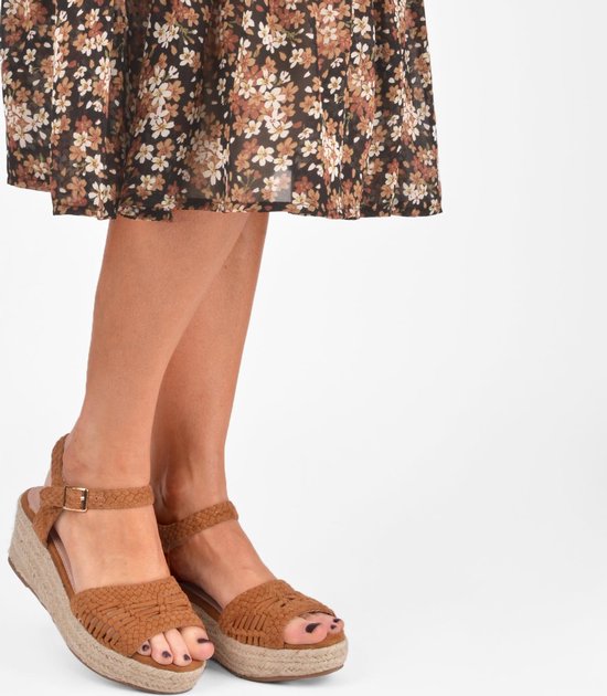 PS Poelman NANA Dames Faux PU Imitatie Suede Maat 40 Leren Sandalen met Espadrille. bol