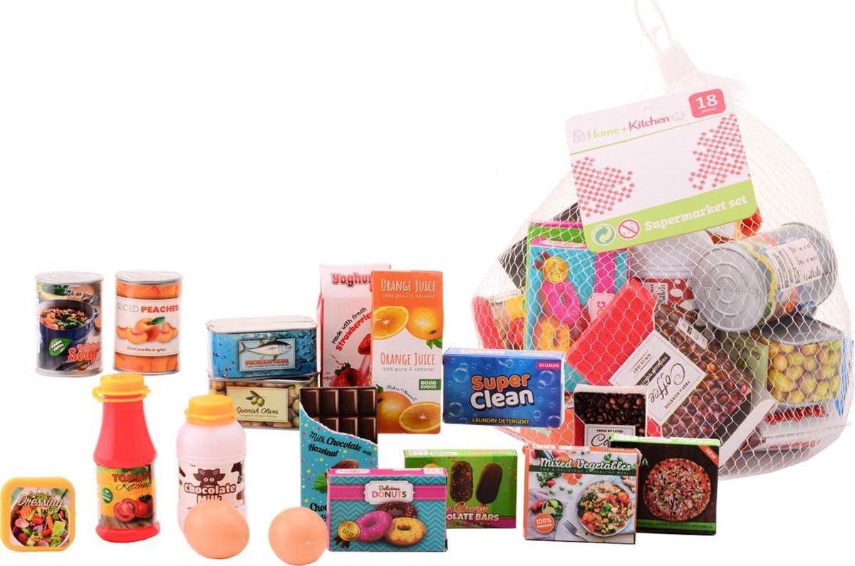 Johntoy Home and Kitchen Supermarkt Accessoires Speelgoedeten en Drinken - 18 stuks — afbeelding 2
