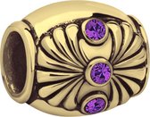 Quiges - 925 - Zilveren - Bedels -Sterling zilver - Beads - Vleugels Goudkleurig met Zirkonia Paars Kraal Charm - Geschikt – voor - alle bekende merken - Armband Z455