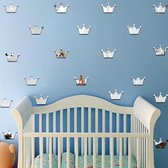 prinses kroon muurstickers -3d spiegel effect - Waterdicht -zilver-3 sets  *15 Stuks