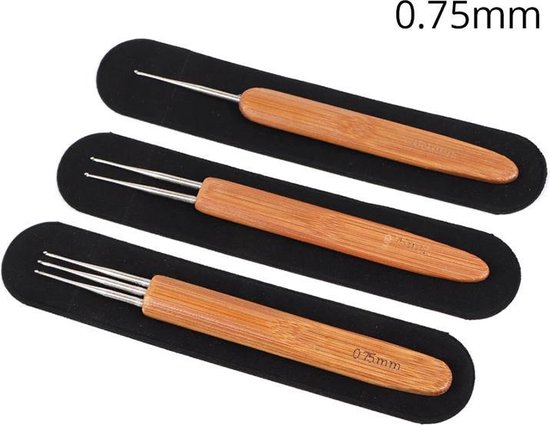 9-delige dreadlock-haaknaaldenset, 0,5/0,75/1 mm haaknaalden met 9-delige dreadlock-haaknaaldenset, 0,5/0,75/1 mm haaknaalden met