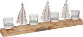 J-Line T-Lichthouder Kerst Hout/Metaal Wit/Naturel Extra Large