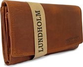 Lundholm portefeuille en cuir dames cuir marron grande taille wrap model - protection anti-skim RFID - portefeuille dames luxe - cadeau pour femme - cadeaux femme