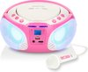 foto van Lenco SCD-650PK - Draagbare radio CD speler met karaokemicrofoon en LED - Roze