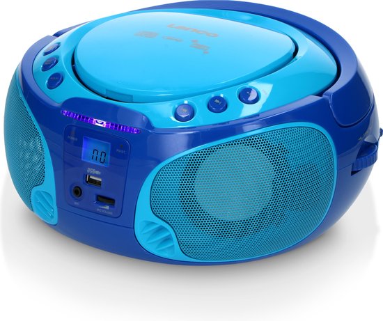 CD-Player mit LED Discolicht Radio USB Bluetooth MP3 AUX Denver TCL-212BT  BLUE