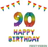 90 jaar Verjaardag Versiering Pakket Regenboog