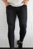 RYMN Jeans skinny zwart met diamant steentjes en rits design