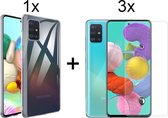 Samsung A51 5G Hoesje - Samsung A51 5G hoesje transparant - Samsung Galaxy A51 hoesje case siliconen hoesjes cover hoes - 3x Samsung A51 Screenprotector