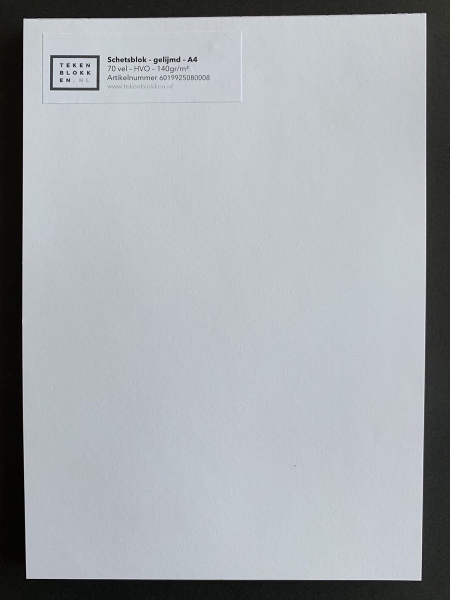 Premium gelijmd schetsblok - Tekenblok - A4 - 140gr/m² - HVO (blanco wit) - 70 vel - kartonnen achterbord