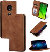 Retro Skin Feel Business Magnetische Horizontale Flip Leren Case voor Moto G7 Power Europese versie (Bruin)