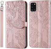 Voor Samsung Galaxy A31 Life of Tree Embossing Pattern Horizontale Flip Leather Case met houder & kaartsleuf & portemonnee & fotolijst & Lanyard (Rose Gold)