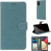 Voor Samsung Galaxy A02s / M02s Retro Frosted Horizontale Flip PU lederen tas met houder & kaartsleuven & portemonnee & fotolijst (blauw)