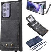 Verticale flip-portemonnee schokbestendige achterkant beschermhoes met houder & kaartsleuven & lanyard & fotolijsten voor Samsung Galaxy Note20 Ultra (grijs)