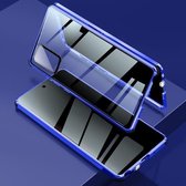 Voor Samsung Galaxy Note20 Vierhoek schokbestendig Anti-gluren magnetisch metalen frame Dubbelzijdig gehard glazen omhulsel (blauw)