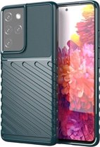 Voor Samsung Galaxy S21 Ultra 5G Thunderbolt schokbestendige TPU beschermende zachte hoes (groen)