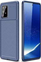 Voor Galaxy A91 / M80s koolstofvezel textuur schokbestendige TPU case (blauw)