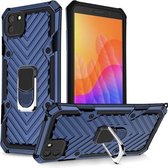 Voor Huawei Y5p Cool Armor PC + TPU schokbestendig hoesje met 360 graden rotatie ringhouder (blauw)