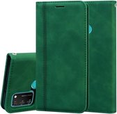 Voor Huawei Honor 9A Frosted Business Magnetische Horizontale Flip PU Leather Case met Houder & Kaartsleuf & Lanyard (Groen)