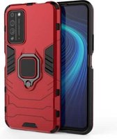 Voor Huawei Honor X10 5G PC + TPU schokbestendige beschermhoes met magnetische ringhouder (rood)