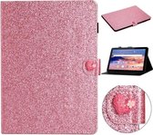 Voor Huawei MediaPad T5 10 inch Glitter Poeder Liefde Gesp Horizontale Flip Leren Case met Houder & Kaartsleuven (Roze)
