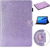 Voor Huawei MediaPad M5 Lite 10.1 Glitter Poeder Liefde Gesp Horizontale Flip Leren Case met Houder & Kaartsleuven (Paars)