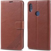 Voor Huawei Y6 (2019) / Enjoy 9E AZNS Schapenvacht Textuur Horizontale Flip Leren Case met Houder & Kaartsleuven & Portemonnee (Bruin)