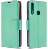 Voor Huawei Y6P Litchi Textuur Pure Kleur Horizontale Flip PU Leather Case met Houder & Kaartsleuven & Portemonnee & Lanyard (Groen)
